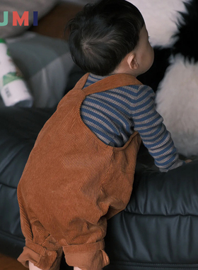 宝宝灯芯绒背带裤婴儿加厚秋冬男女童裤子中小童长裤可开档连体裤