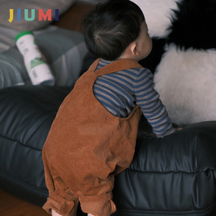 可开档连体裤 子中小童长裤 婴儿加厚秋冬男女童裤 宝宝灯芯绒背带裤