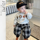 子宝宝时尚 男宝宝春季 洋气卡通衣服 休闲套装 婴幼儿卫衣裤 新款 韩版