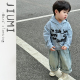 套装 儿童2026春季 宽松休闲直筒裤 字母连帽套头百搭卫衣牛仔裤 新款