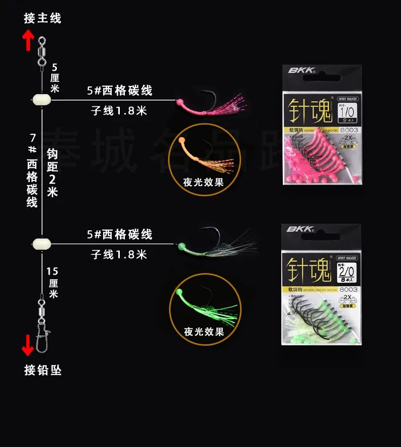 舟山海礁海钓大黄鱼夜光鱼皮夜光粉鱼钩超亮专攻钓钩鲈鱼黄三钓组
