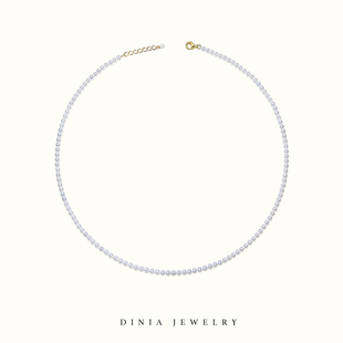 戴妮雅淡水小米珠珍珠项链轻奢小众叠戴3 简约 4mm近圆颈链女法式