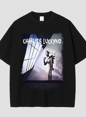 CHARLIES LUCKYNO美式潮牌艺术短袖环保喷绘外星人情侣款T恤