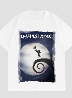 CHARLIES LUCKYNO狮子王欧美潮牌童话艺术喷绘男女情侣款短袖T恤