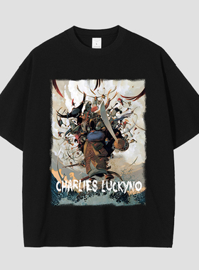 CHARLIES LUCKYNO美式潮牌艺术海盗小鸟重磅纯棉情侣款短袖T恤潮