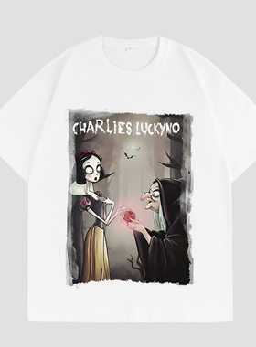 CHARLIES LUCKYNO女巫婆暗黑系列潮牌环保喷绘男女情侣款短袖T恤