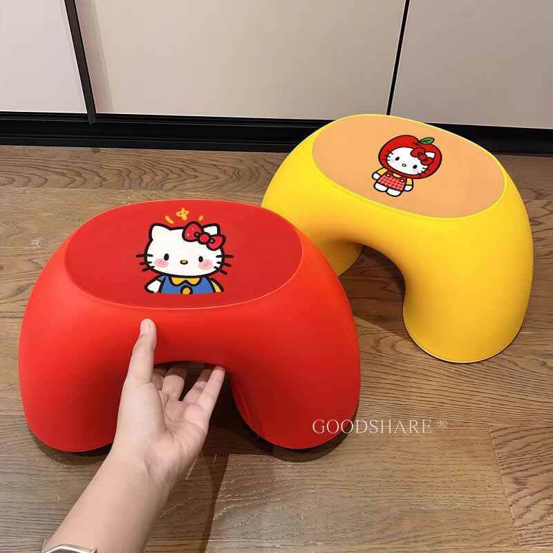 可爱卡通KT猫小凳子家用入户加厚换鞋凳客厅卫生间防滑踏脚矮凳子图片