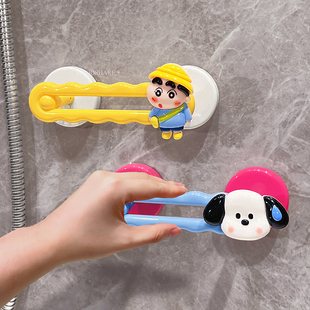 吸盘拉手免打孔可爱卡通蜡笔小新家用推拉门把手窗户柜门移门手柄