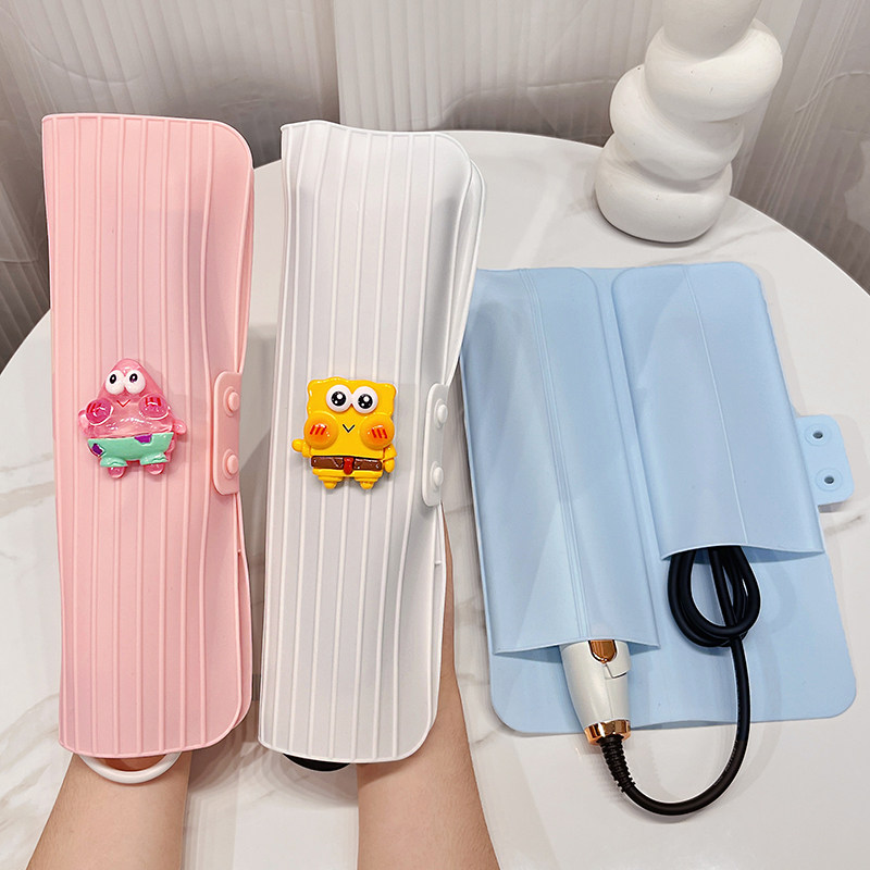 卷发棒收纳袋隔热防烫可爱卡通海绵宝宝电夹板保护整理袋旅行便携