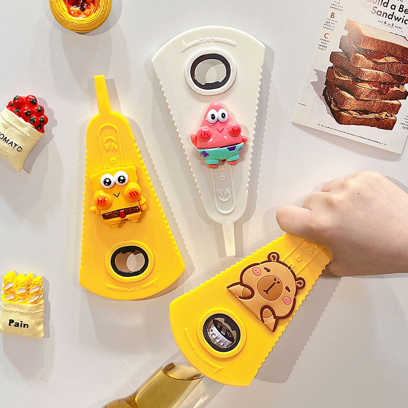 啤酒开瓶器多功能罐头开罐器可爱卡通海绵宝宝磁吸冰箱开瓶盖神器