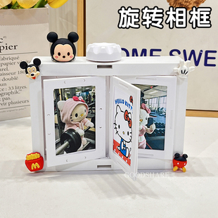 拍立得旋转翻页相框创意桌面摆台情侣照片收纳毕业照纪念立体摆件