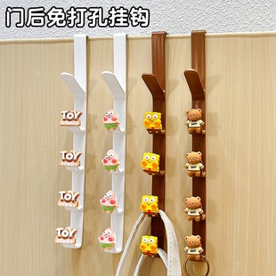 竖排门后挂钩免打孔挂衣架可爱卡通宿舍门上衣服包包挂架强力承重
