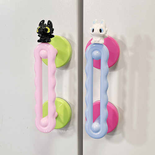 吸盘门把手免打孔抽屉橱柜门拉手可爱卡通多功能浴室玻璃门扶手