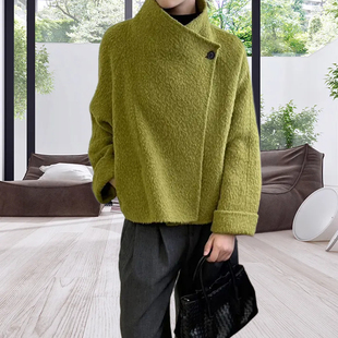 高货韩系苏力贝贝羊驼绒气质短款双面呢大衣女士毛呢外套2025新款