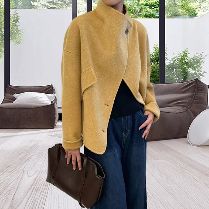 轻奢女士双面羊绒大衣小个子短款