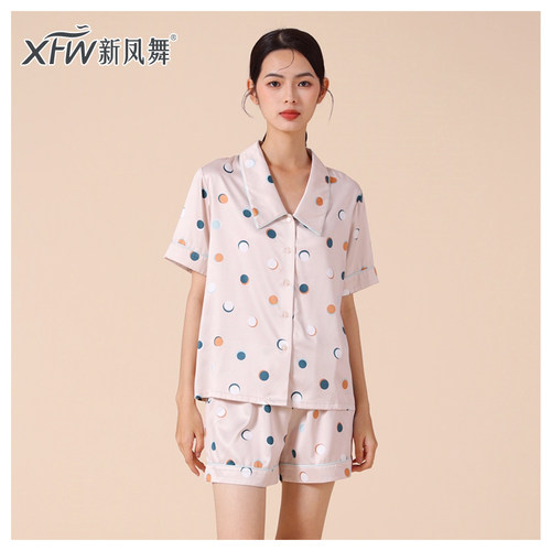 冰丝睡衣女夏季短袖爱圆点韩版