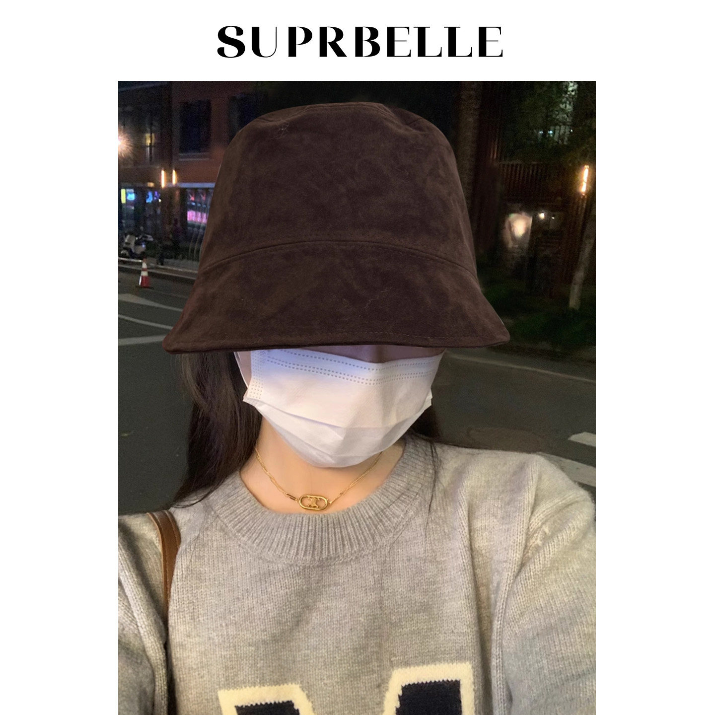 原版翻毛皮渔夫帽女冬季大头围水桶帽子素颜遮脸大码显脸小可调节