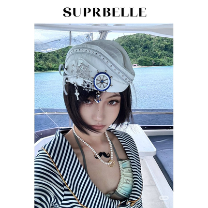 SUPRBELLE小众朋克风海军帽子女个性复古水手帽街头穿搭拍照船帽