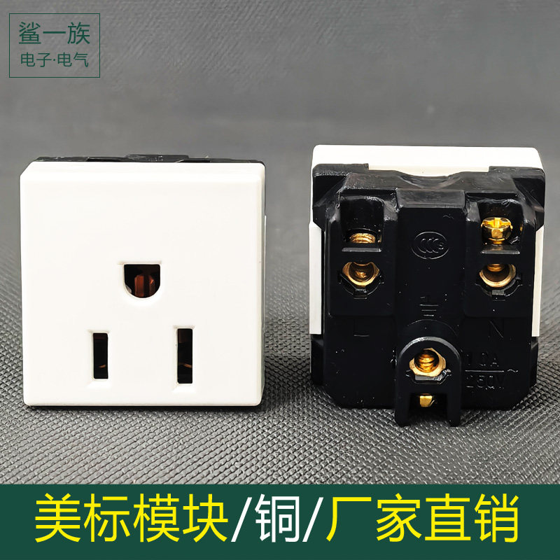 36*36美标模块插座芯 老款式暗装嵌入式86型118型配芯 白色正方形图片