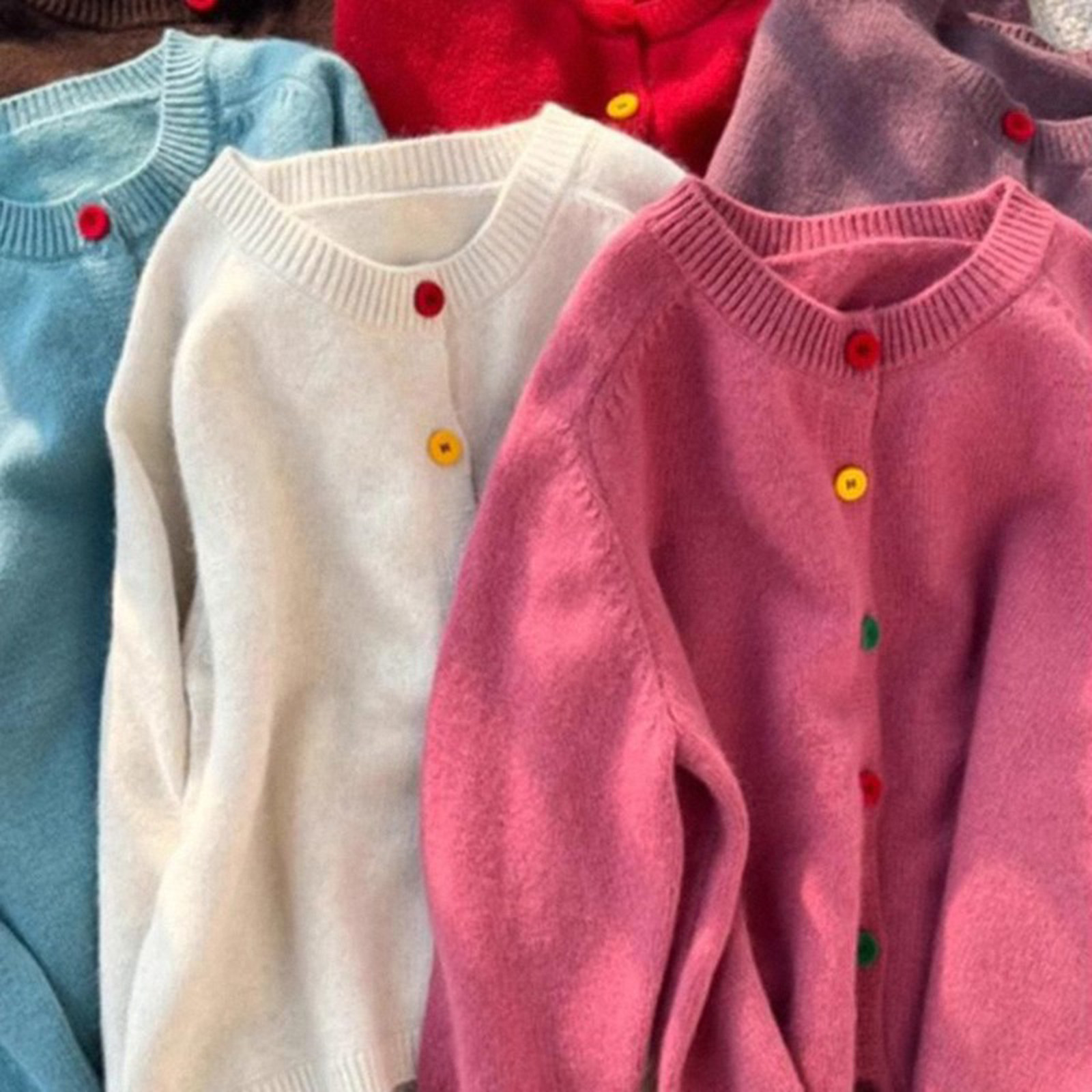 春晚同款粉色针织开衫女春秋2024新款宽松慵懒风外搭软糯毛衣外套