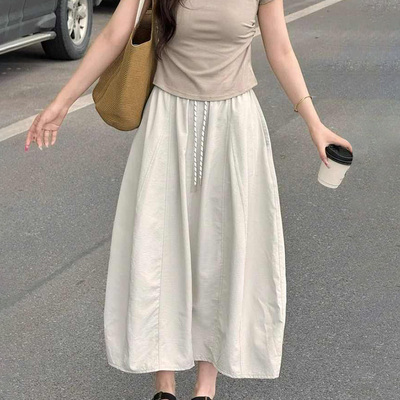 卡其色工装半身裙女夏季2025新款