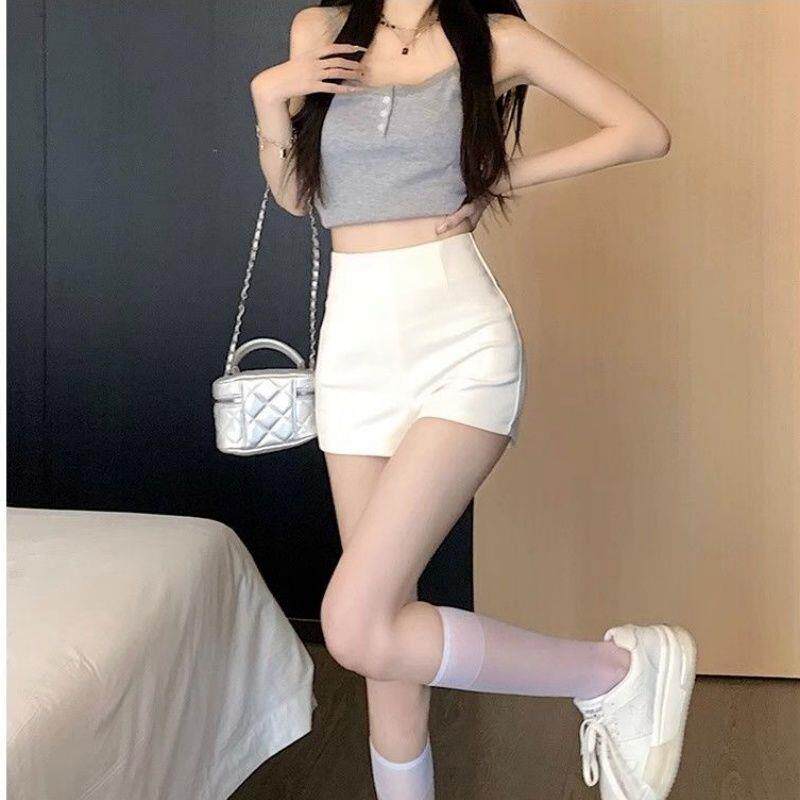白色短裤女夏季新款西装a字阔腿裤高腰打底裤外穿辣妹休闲热裤