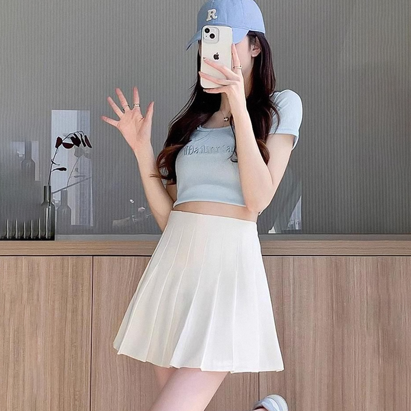 白色百褶裙女夏季高腰显瘦a字短裙防走光裙裤洋气百搭西装半身裙