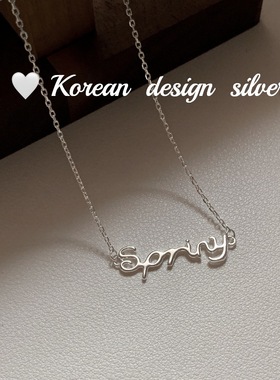 韩国东大门饰品批发 S925纯银英文字体锁骨项链 ins风女叠戴简约