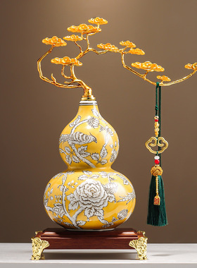 手绘珐琅彩祥云葫芦摆件高档招财客厅电视柜酒柜装饰乔迁新居礼品