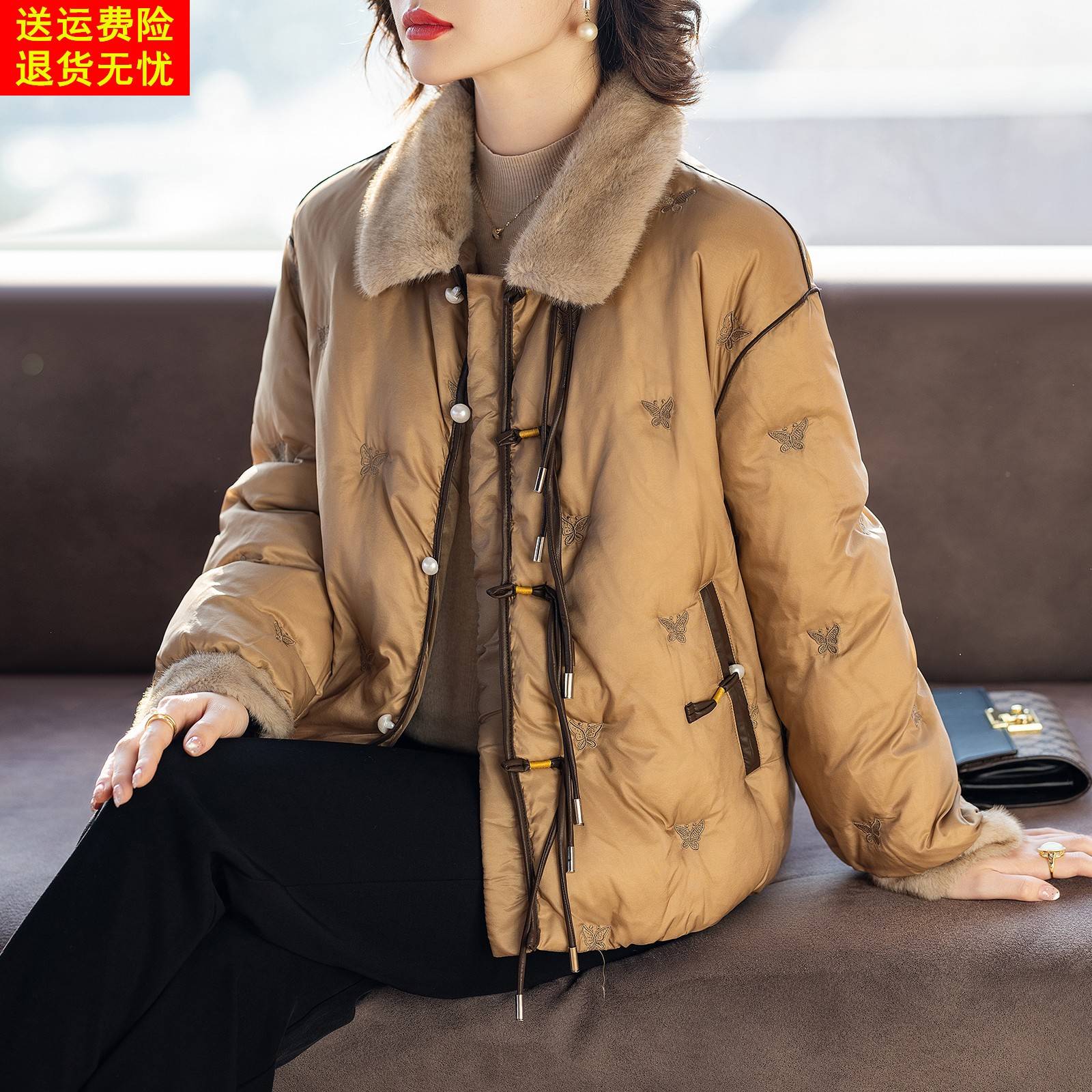新中式妈妈羽绒服冬装白鸭绒洋派时尚外套中老年人女衣服2025新款