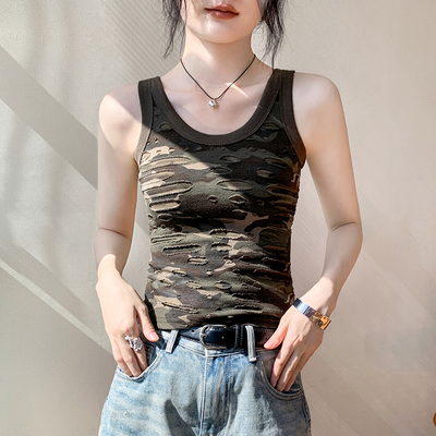 歌倍尚美式迷彩内搭吊带背心女