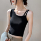 不规则斜肩背心女2025春夏新款 竖纹打底衫 修身 漏锁骨吊带内搭短款