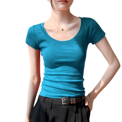 基础款短袖T恤女2025夏季大圆领