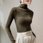 显瘦打底衫 内搭洋气上衣纯色修身 潮 T恤女2025春秋新品 半高领长袖