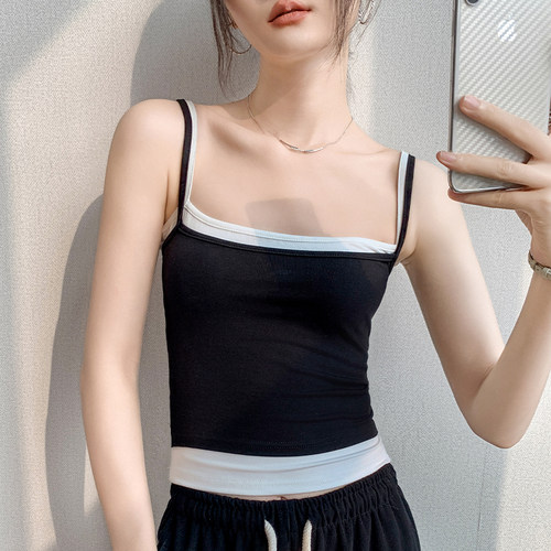 假两件修身内搭性感吊带背心女