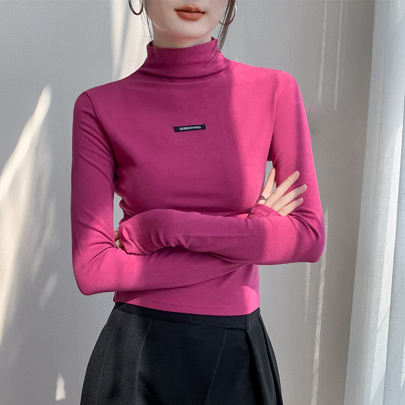 歌倍尚手套袖加绒修身上衣