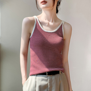 条纹设计感小众配衬衫 新款 内搭上衣 针织吊带背心女2024夏季 韩版