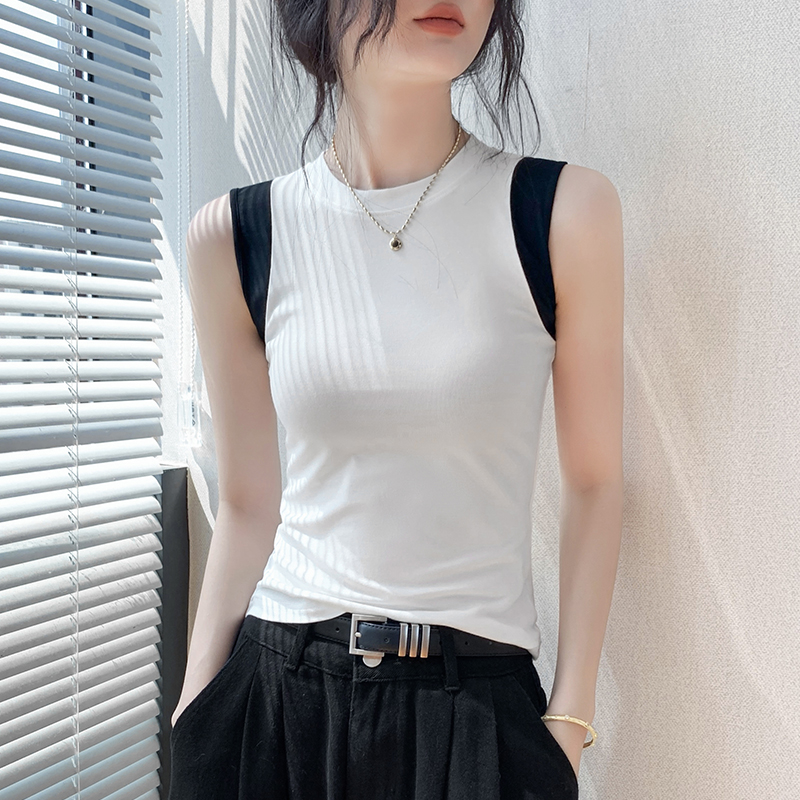 歌倍尚撞色打底背心女运动上衣