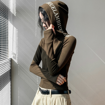 连帽半开领卫衣长袖女高级上衣