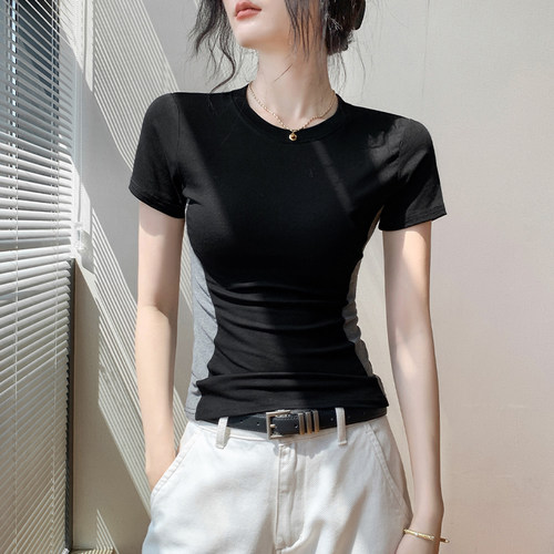 歌倍尚莱赛尔修身短袖t恤女上衣