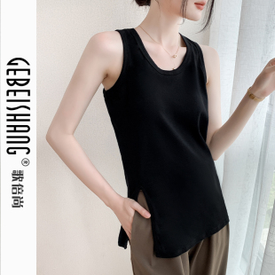 内搭打底衫 歌倍尚吊带背心女2024早秋新款 开叉设计感小众纯色西装