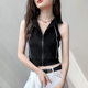 新款 韩版 辣妹背心高级感立领无袖 纯棉拉链马甲女2025夏季 卫衣短款