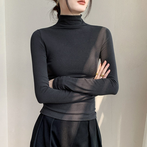 歌倍尚半高领修身显瘦T恤