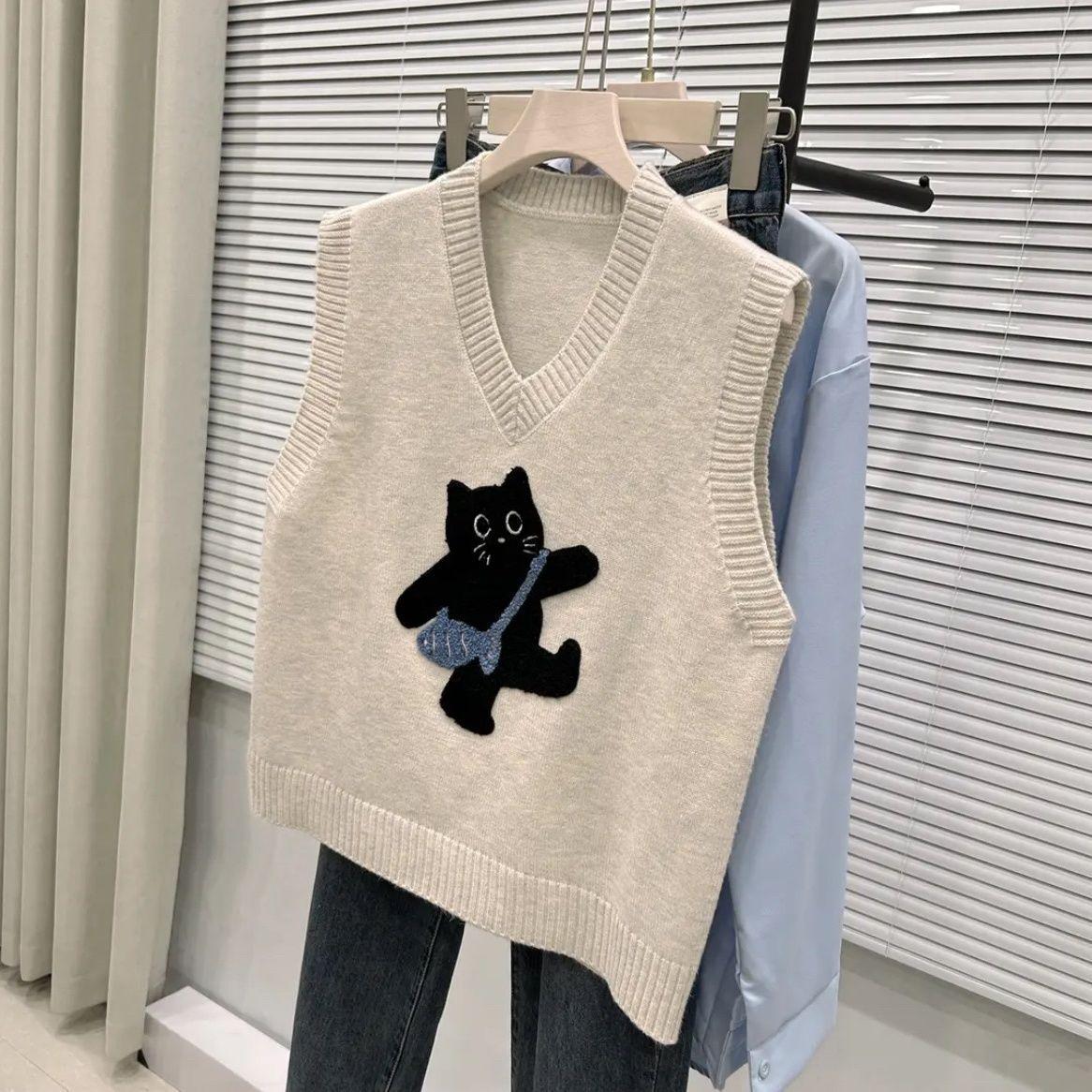 叠穿V领毛衣马甲背心女内搭2025秋冬季新款宽松外穿短款针织坎肩