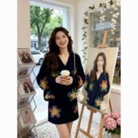 A two-piece Korean sweet floral sweater and short skirt set for women's 2026 Spring and Autumn new style, with a high-end and elegant knitted look thumbnail 7