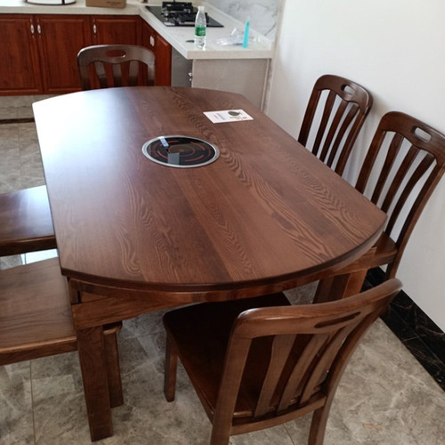 折叠圆桌纯实木饭桌大户型圆餐桌