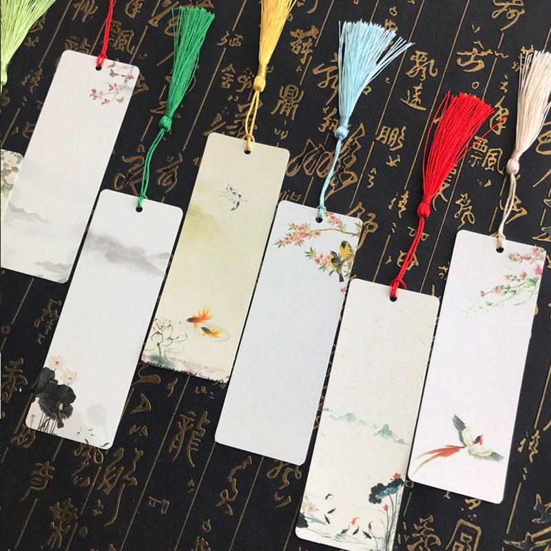 创意空白手写古风书签diy材料包学生自制手绘卡加厚圆角带流苏穗