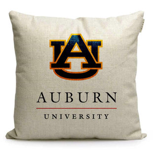 奥本大学纪念品美国名校周边Auburn University校徽靠枕抱枕