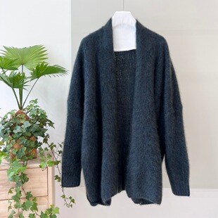 外套 轻奢慵懒风花纱拉毛宽松针织山羊绒开衫 2024年秋冬新品 女装