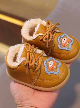 婴儿棉鞋冬季保暖加厚宝宝雪地靴0-1-2岁加绒男女童学步鞋软底鞋